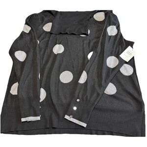 Retrology Turtleneck Sweater Women's‎ Size 2XL Black-Gray/Silver Polka Dots NWT